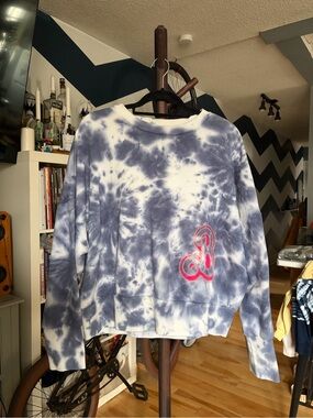 Tie-Dye Crewneck Sweatshirt with Pink Embroidered Barbie Monogram